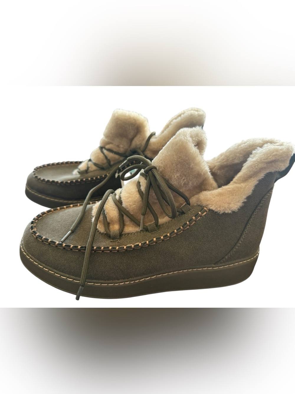 Baretraps Faelyn Moss Faux Fur Moc Toe Booties 10M NIB